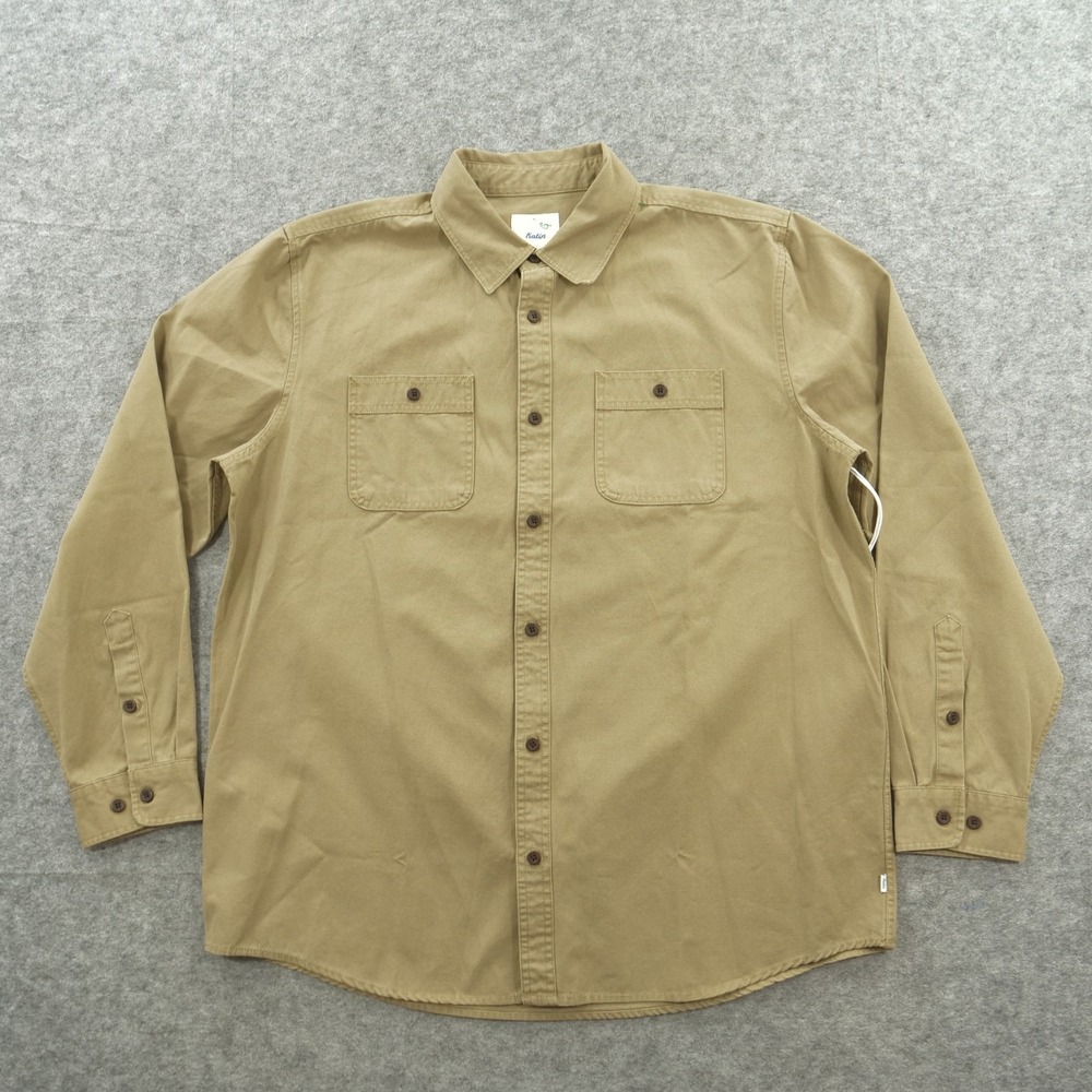 Katin Shirt Mens Extra Large Beige Canvas Button Up Utility Long Sleeve New